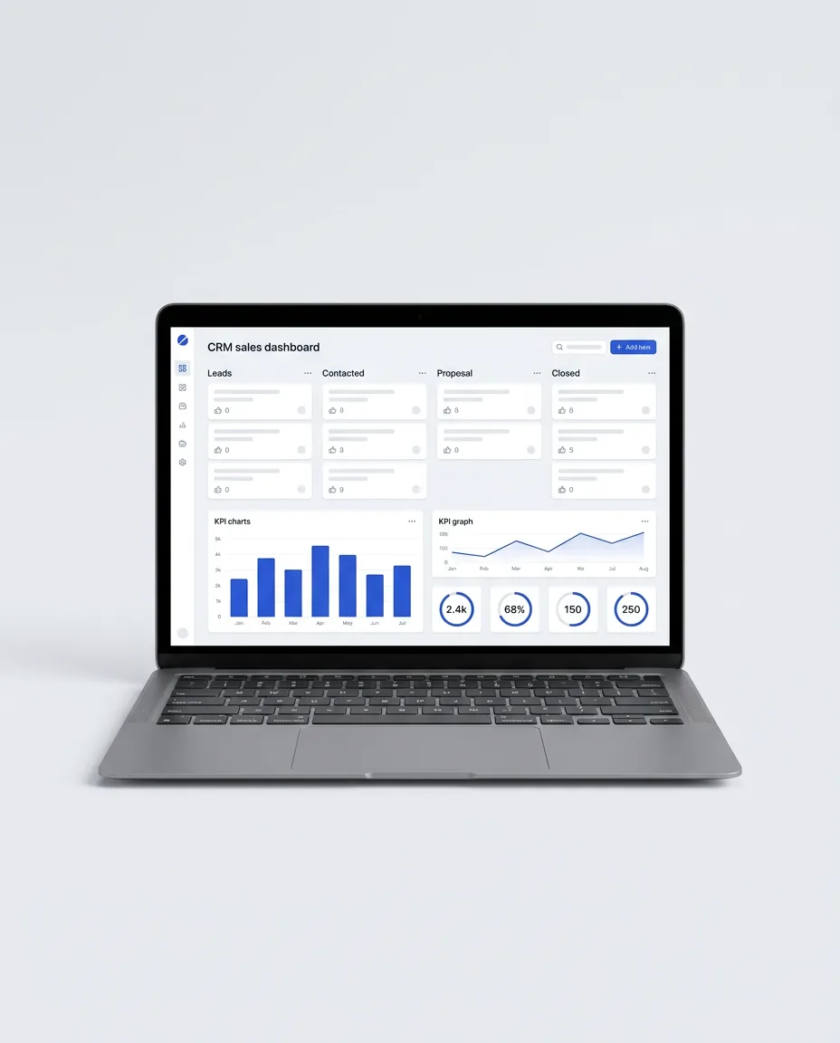 Ноутбук с CRM-дашбордом